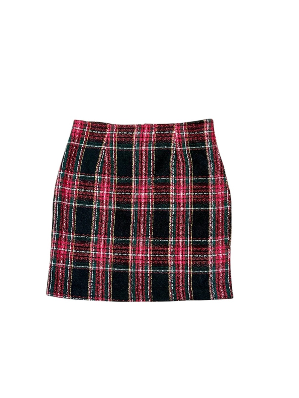 Women's Plaid Textured Tweed Mini Skirt Size 9-10